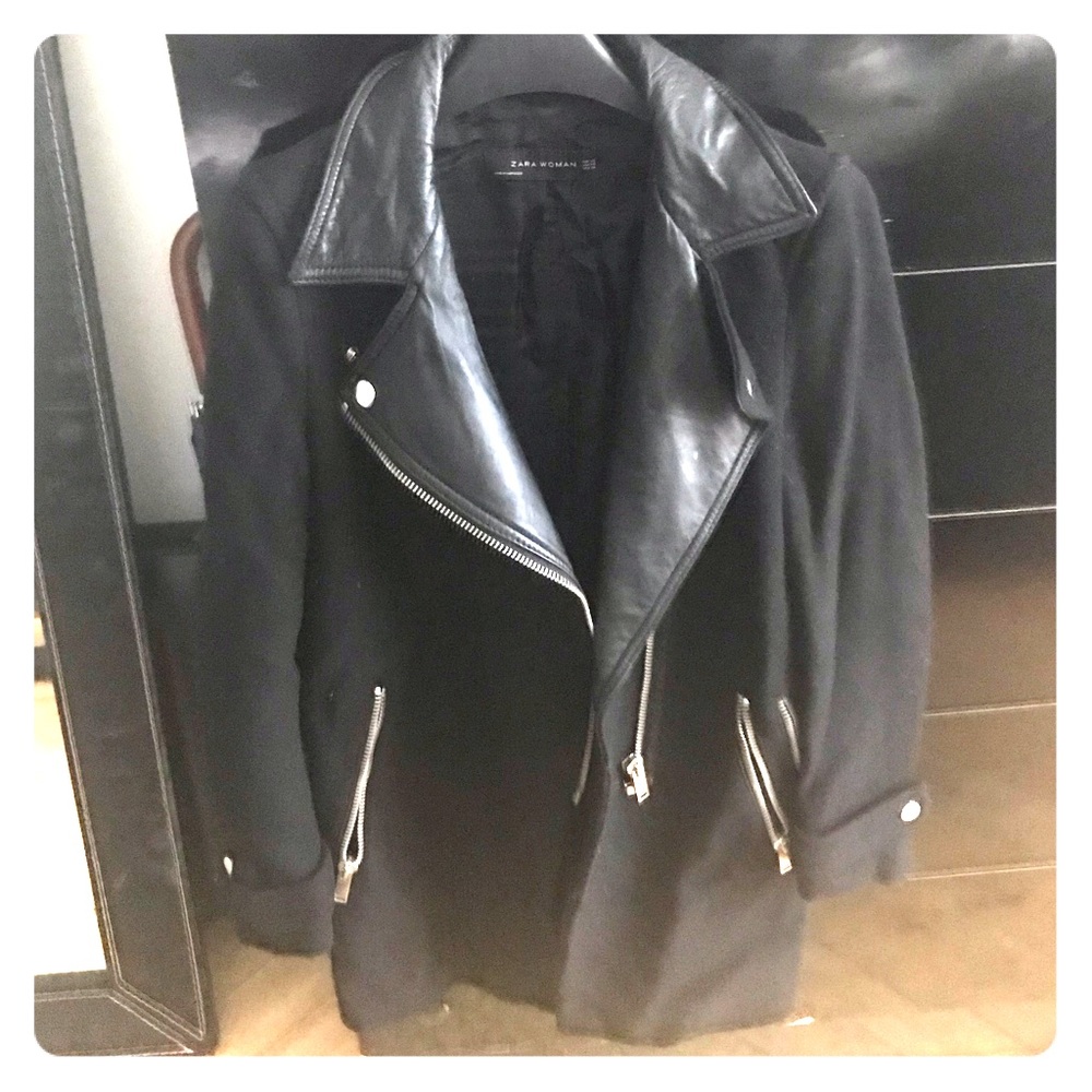 Zara wool biker coat